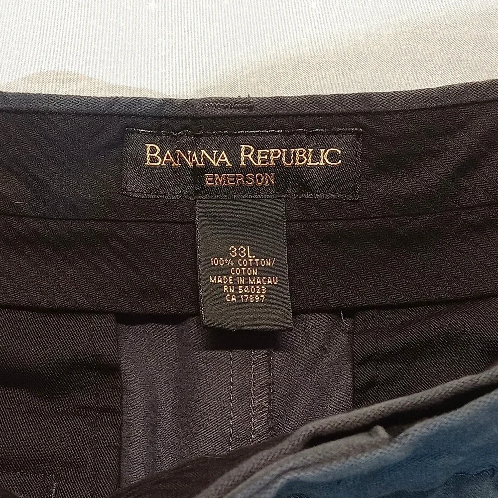 Banana Republic Emerson Chino Pant Men's 33x30 Grey Cuffed Business Casual GUC